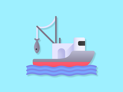 Fishing Boat Icon boat fish fishing fishing rod gradient icon iconography icons iconset illustration ocean sea ship summer svg icons vector water