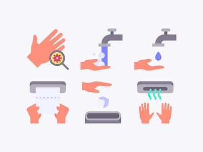 Hand Washing Icon Set