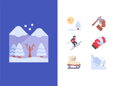 Winter Icons character design christmas design flat graphic design icon design iconography illustration snow vector winter
