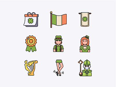 St. Patrick's Day clover green icon icon design icon set iconography ireland irish medal st patrick st patricks