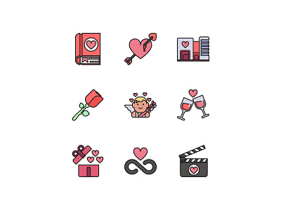Valentine's Day Icon Set ai design heart hearts icon illustration love png svg icons valentine valentines valentines day valentinesday