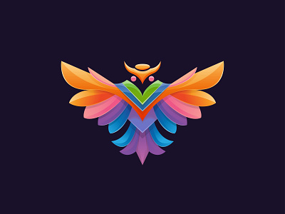 Owl logo design bird fulcolor llustration logo modern rainbow wings