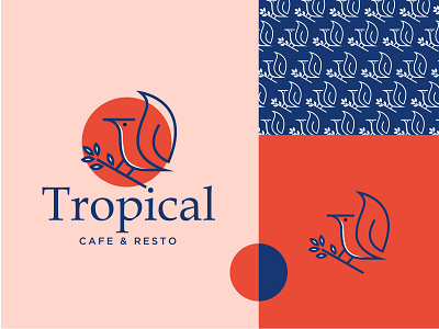 Tropical Cafe & Resto Logo Concept bird cocept design line logo logo design logo simple logodesign tropical vector