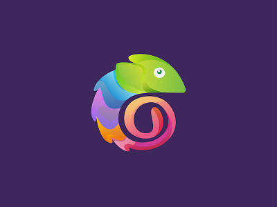 Full Color Chameleon Logo Design