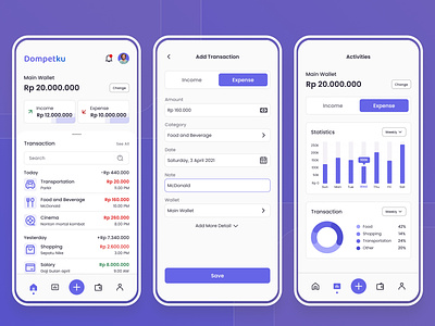 Dompetku - Wallet App app mobile app money app ui ux
