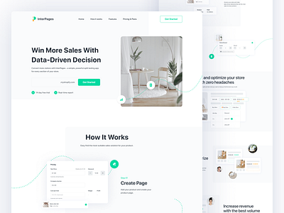 Landing Page of a Shopify App branding clean design green landing page shopify shopify app ui ux vector web design white