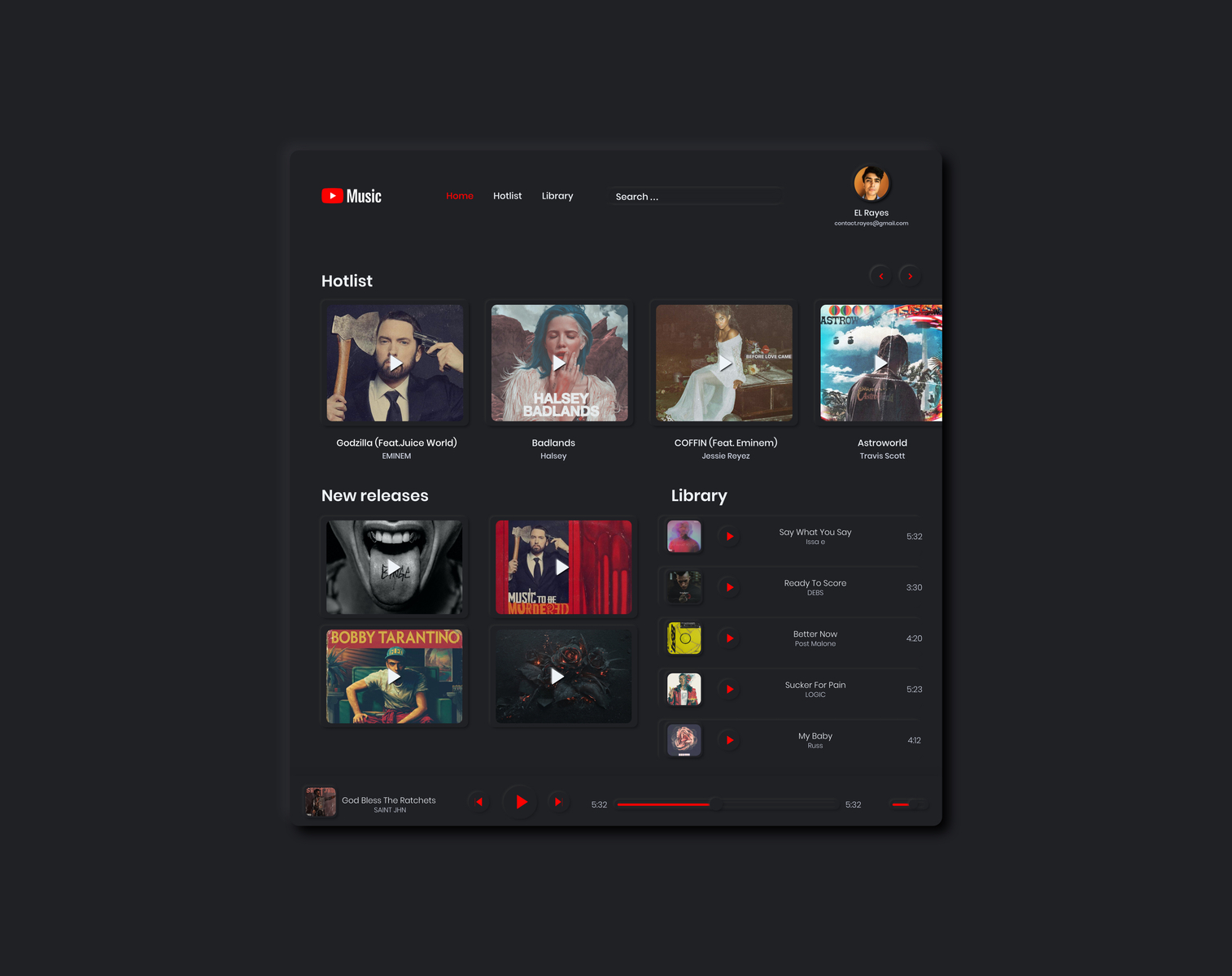 Youtube Music Player Dark Theme Soft UI. by El Rayes on Dribbble