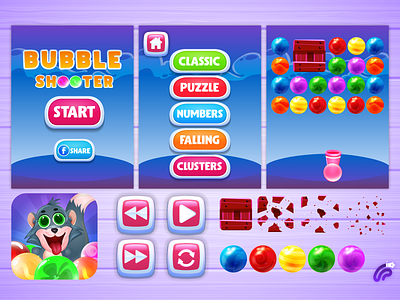 Bubble Shooter Game kit app ui characterdesign design game art game design game icon game illustration game ui logo ui