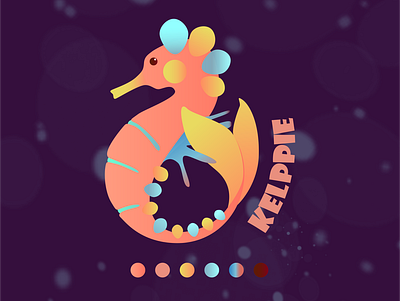Logo for Kelppie art branding character clothes shop design graphic design illustration illustrator kelpie logo seahorse