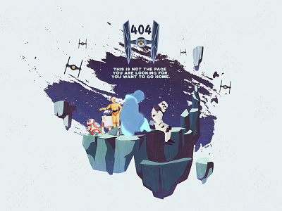 404 page 2d 2d character 404page adobe illustrator art direction design c 3po characterdesign concept digital illustration droids flat graphics illustration jedi r2 d2 robots starwars stormtrooper vector illustration