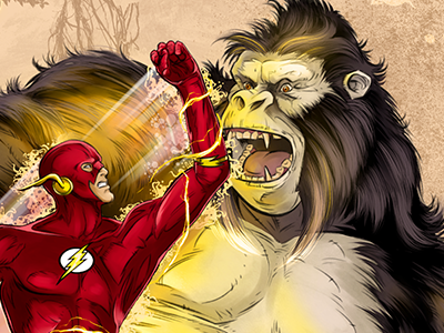 The Flash vs. Gorilla Grodd comic comics flash gorilla grodd illustration legion of doom superhero