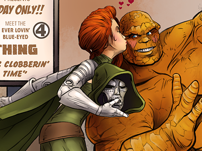 The Thing - Fantastic Kiss ben grimm comic comicon cosplay doctor doom fantastic 4 fantastic four illustration kiss thing