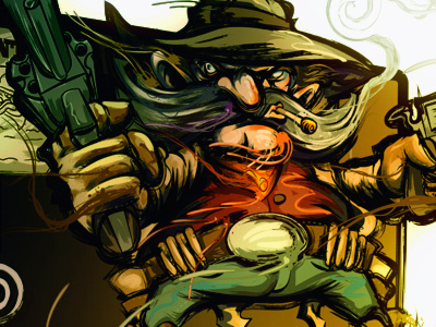 Gunslinger bandit character design gunfighter illustration outlaw vector western
