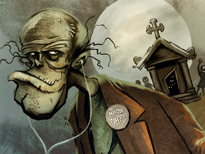 Wakin' The Dead album art character design creepy dark digital painting graveyard halloween illustration zombie