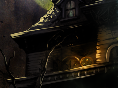 Porch Pumpkin creepy dark digital painting halloween haunted house haunted mansion illustration pumpkin