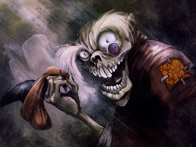 Hats Off dark fantasy art.horror graveyard halloween illustration painting scary skeleton