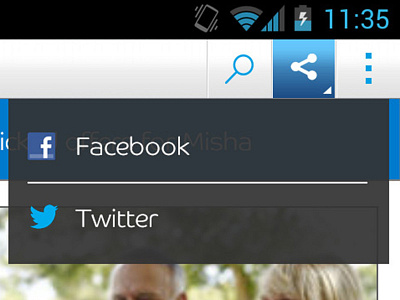 Share Options android flyout icons menu overflow share