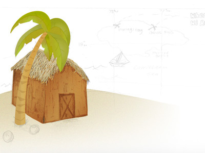 Sketch 2 beach hut jamaica palm tree sketch
