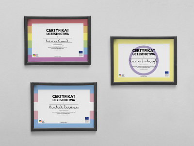 Certificate designs for webinars organised by KPH Poland certificate certificates lgbt mockup webinar