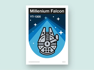 Millenium falcon fan poster draplin han han solo helvetica poster solo space starwars thick lines