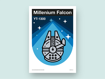 Millenium falcon fan poster draplin han han solo helvetica poster solo space starwars thick lines