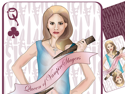Playing card concept: Queen of the Vampire Slayers girly illustration playing card slayers vampires
