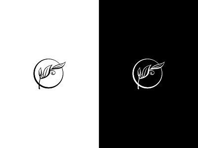 Simple Line Plant Logo in Black and White