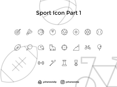 Sport Icon Part 1 app design flat icon illustration illustrator logo minimal ui vector