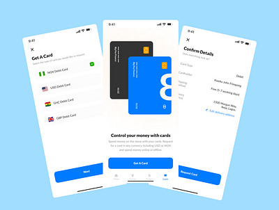 Fintech Card Request app fintech interaction design mobile app ui