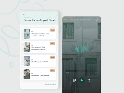 Touchy Topic - E Learning App audio player courses media player mobile ui playlist