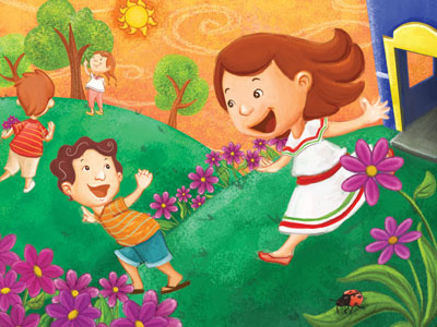 Sun Song childrens market illustrations kids kids songs mexican song ninamata purple flowers