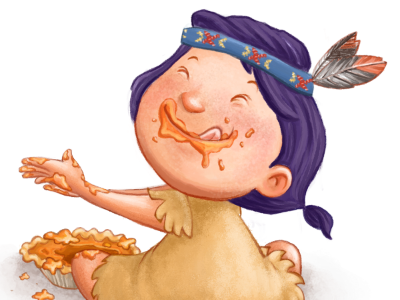 sharing is caring digital illustration native american pumpkin pie rough thanksgiving work in progress