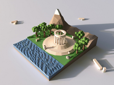 Low poly ancient structure