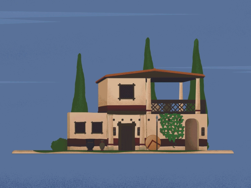 House animation 2d 2d animation after effects ancient animated gif architecture house structure