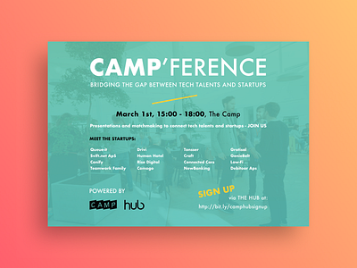 SoMe poster | Camp'ference campference conference design event event design graphic design poster poster design print sign up social media some startups tech tech startups the camp the hub web design