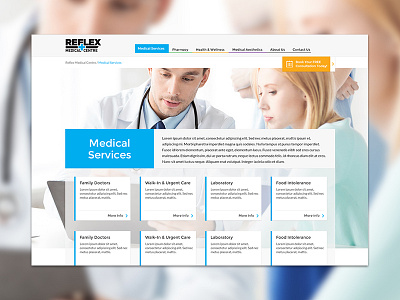 Reflex Medical Centre card doctors grid health interface medical services ui ux webdesign website