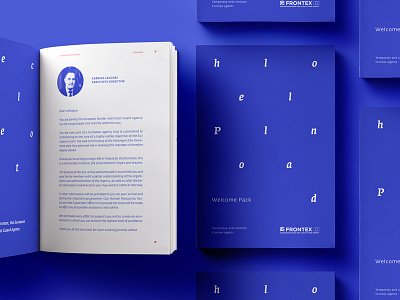 Welcome pack blue book brand branding editorial layout paper stationary visual identity