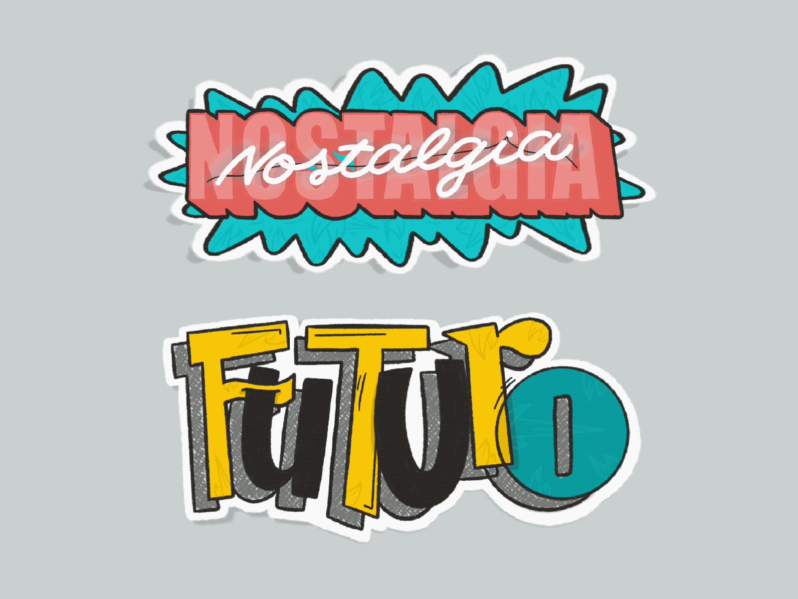 NOSTALGIA vs FUTURO branding custom design graffiti digital handpaiting illustration jornal publico lettering newspaper procreate
