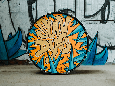 Sun Dye - Custom Drum Illustrattion custom design drums graffiti hand lettering handpaiting illustration lettering music sundye