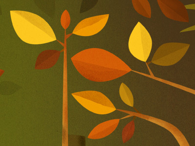 Part of an illustration commission... branches greens leaves oranges photoshop yellows