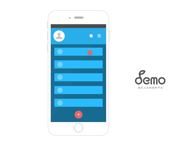 Demo App Animation ae animation app blue demo music search upload