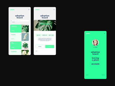 Greeen app branding design interaction minimal plants plants app typography ui