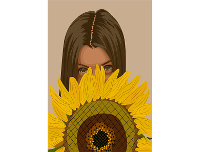 I art artist artwork cg color design girl happiness illustration portrait portrait art portrait illustration portrait painting poster poster art sunflower vektor