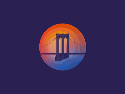 NYC icon #3 bridge brooklyn bridge icon new york nyc round sunset
