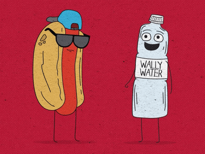 Hot dog and Water Friends 2d after effects animation character character animation mograph motion design motiongraphics