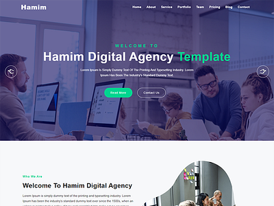 Hamim Digital Agency One Page Landing Page Template agency bootstrap bootstrap template bootstrap4 company consulting creative creative design css design factory html landing page design material modern responsive themes web agency web design web template