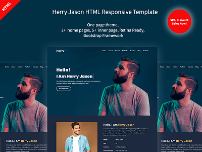 Herry Personal Portfolio Resume Landing Page Template agency bootstrap bootstrap template bootstrap4 clean creative design design freelancer graphic design html template landing page design material minimal modern portfolio website responsive resume ui web designer web template