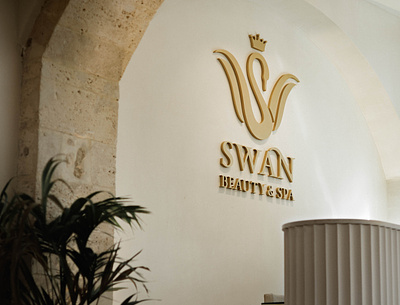Swan | Lobby Signage beauty decoration design gold graphic design indoor installation lobby logo massage sign signage spa swan