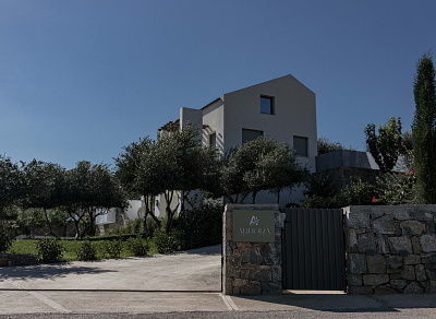 Arbora | Entrance Sign arbora beauty crete decoration field illustration installation luxury olive resort signage summer view villa