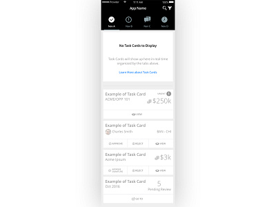 Mobile Design Pattern for Empty State card layout dashboard design pattern empty state list mobile tasks